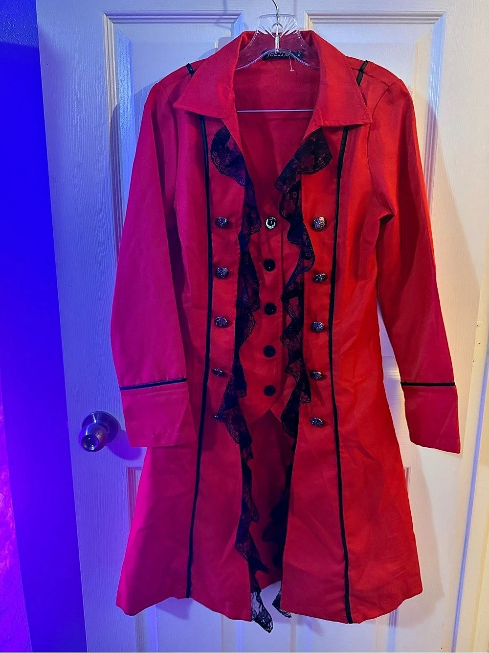 Red Lace-Trim Trench Coat costume
